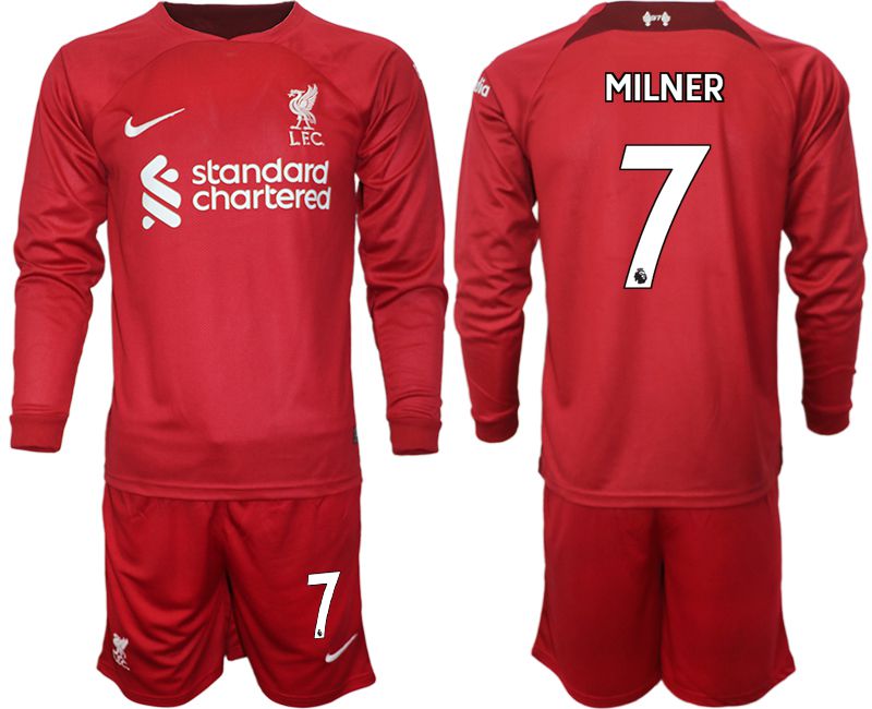 Men 2022-2023 Club Liverpool home long sleeves red #7 Soccer Jersey